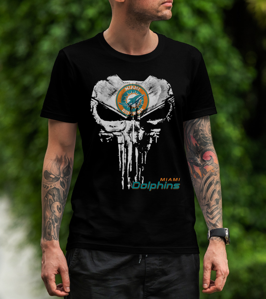 Miami Dolphins Skull Emblem T-Shirt