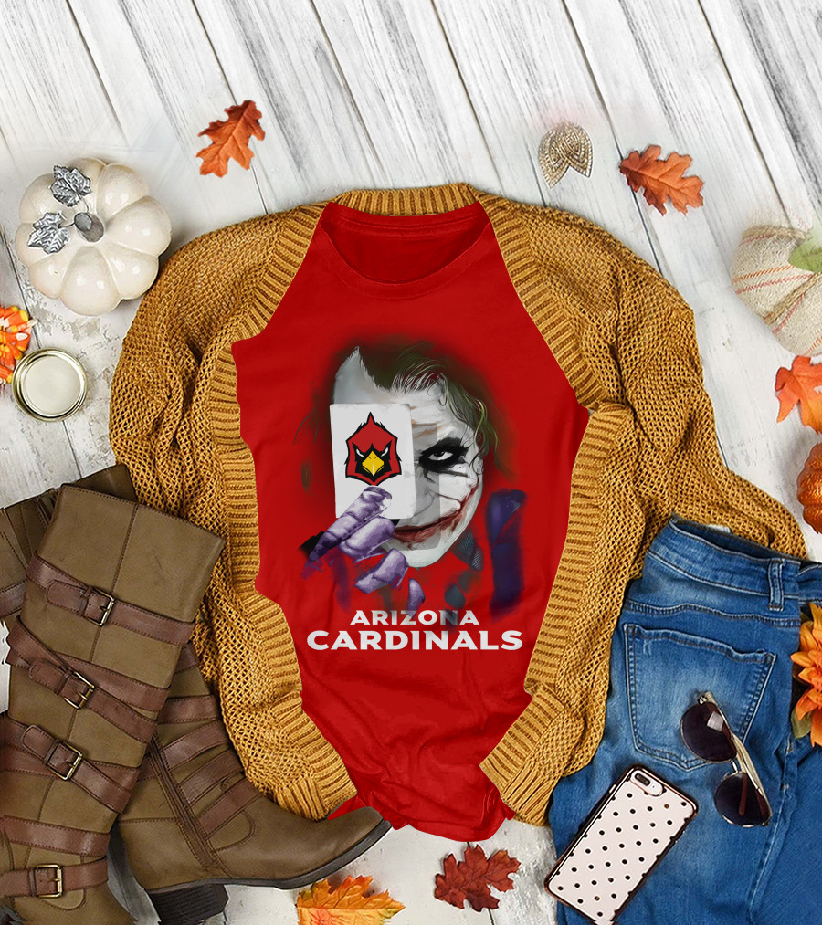 Arizona Cardinals Joker Playing Card Face T-Shirt