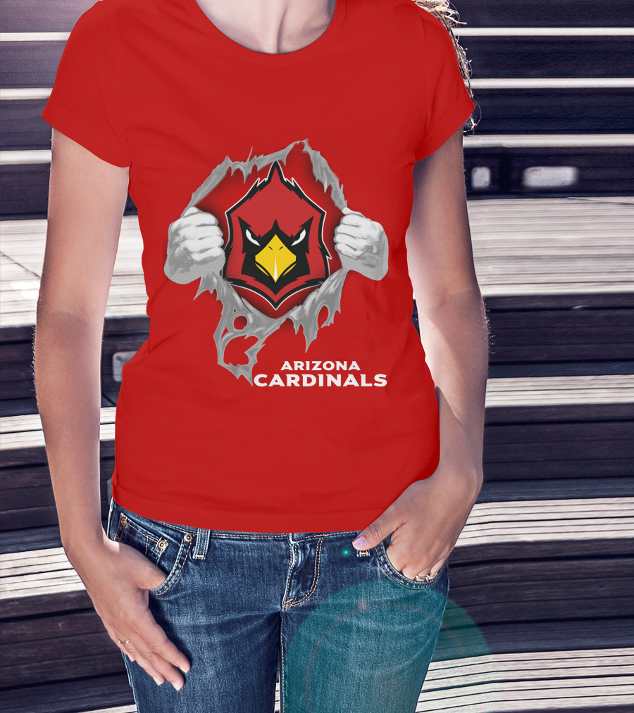 Arizona Cardinals Fierce Mascot Display With 06 Football Spirit T-Shirt