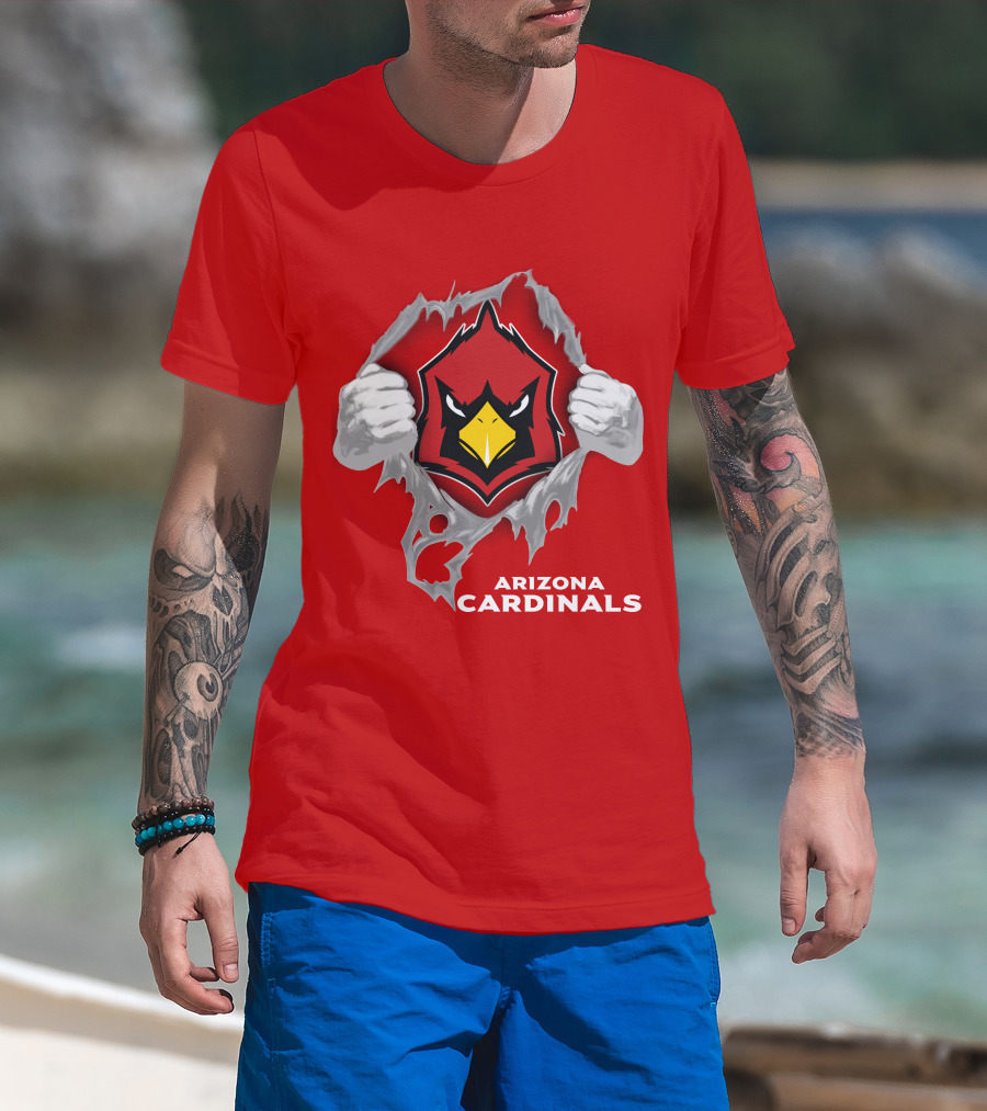 Arizona Cardinals Fierce Mascot Display With 06 Football Spirit T-Shirt