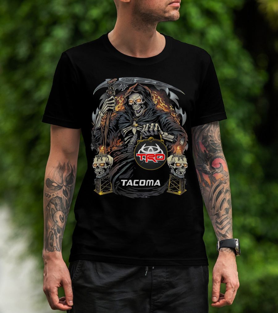 Tacoma Trd Grim Reaper With Flaming Skull And Scythe T-Shirt