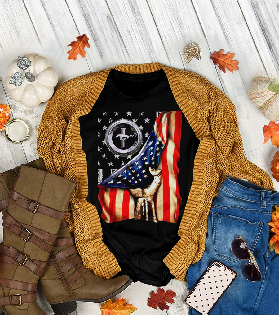 Mustang 05 American Pride With Mustang Logo And Stars T-Shirt