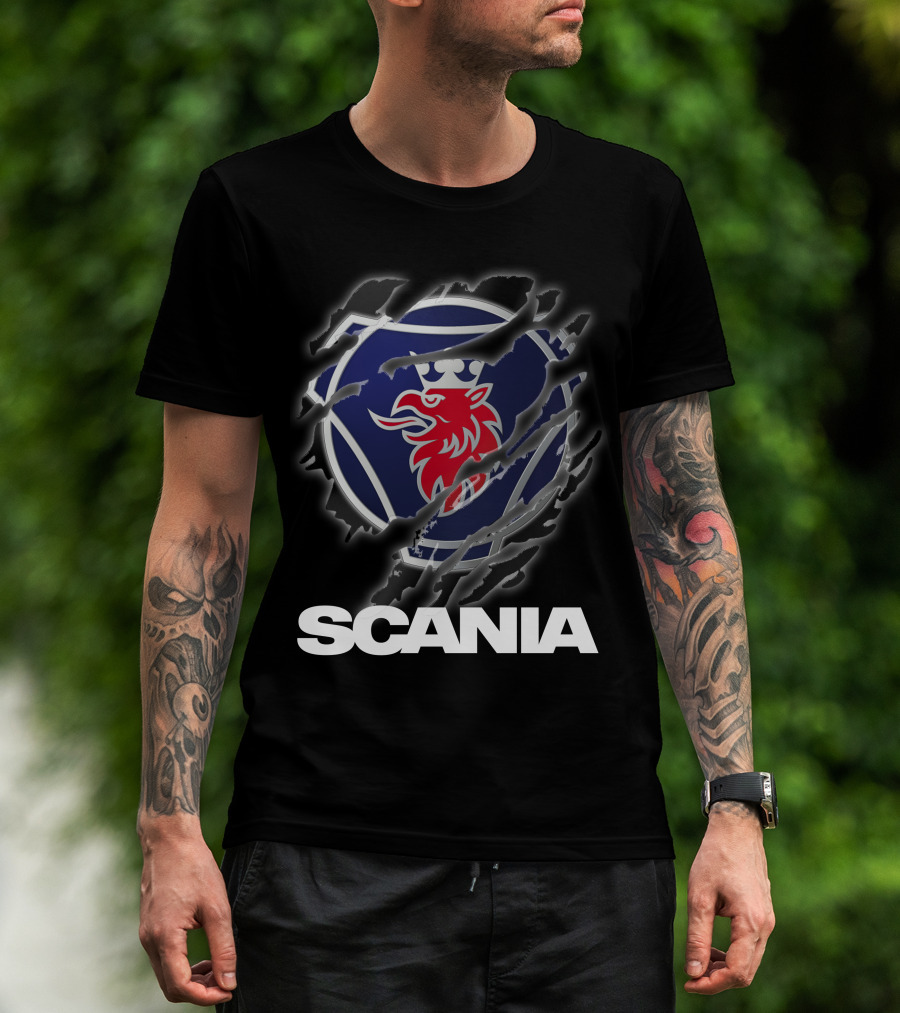 Scania Lion Logo Ripped Metal T-Shirt