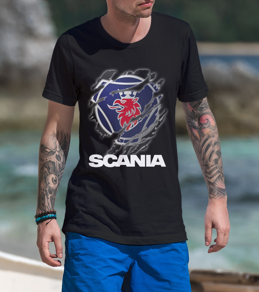Scania Lion Logo Ripped Metal T-Shirt