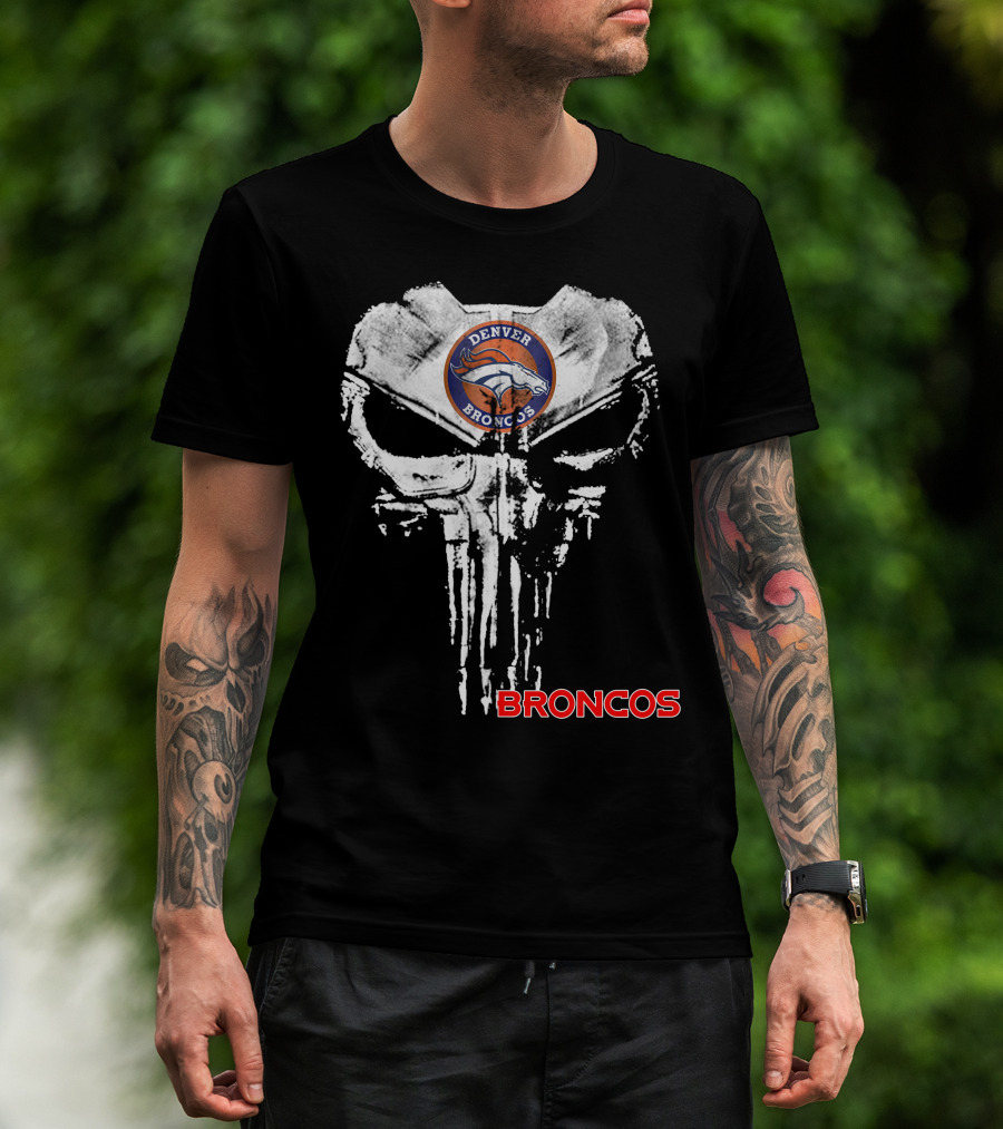 Denver Broncos Skull Logo Broncos T-Shirt