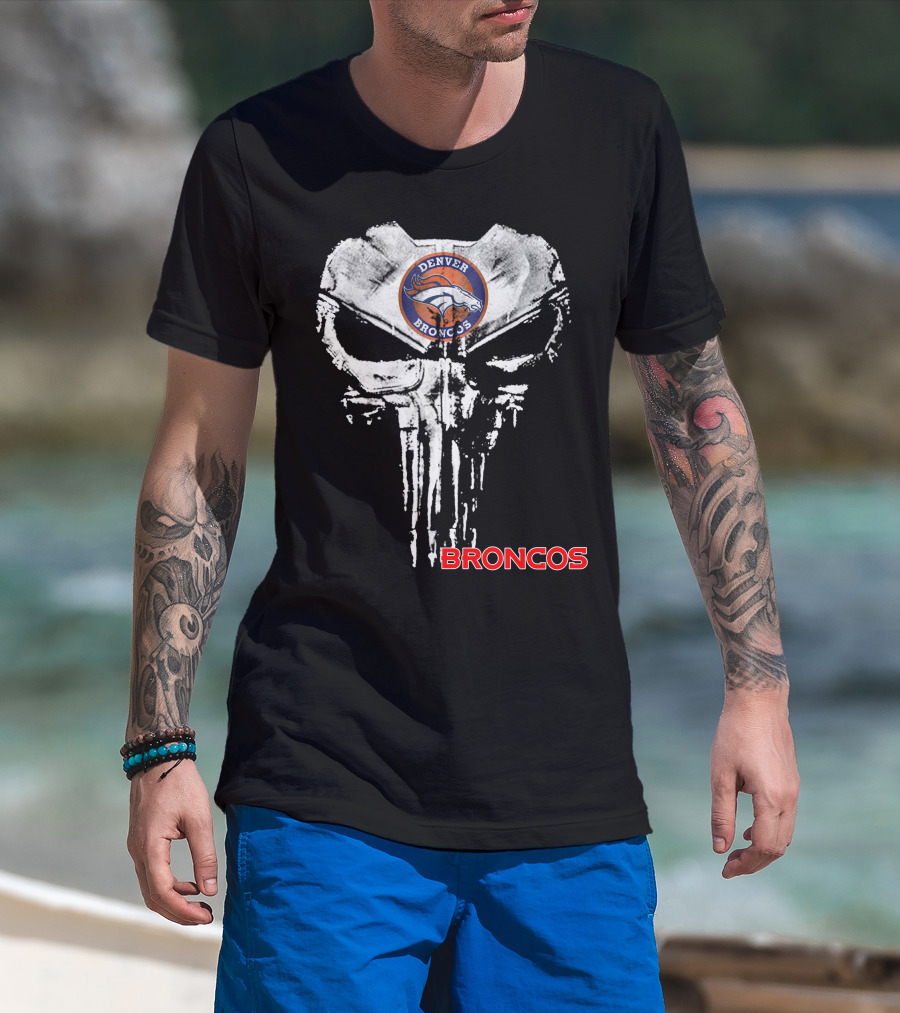 Denver Broncos Skull Logo Broncos T-Shirt