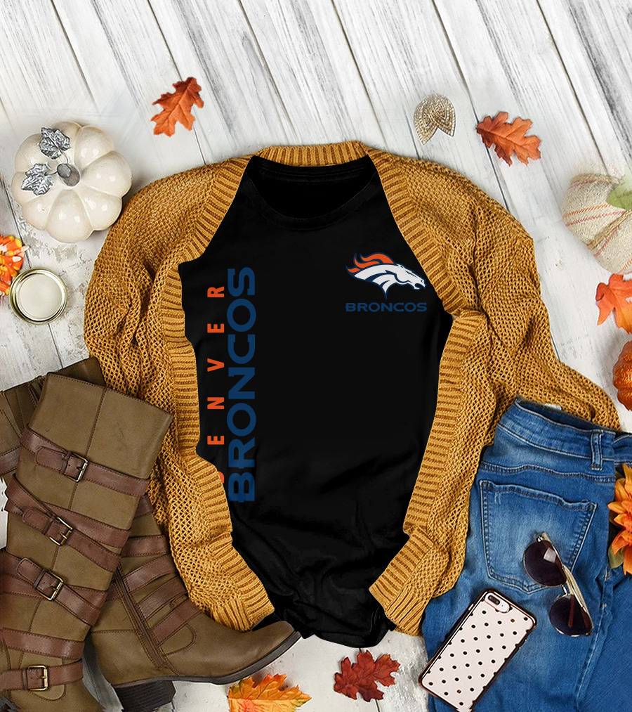 Denver Broncos Logo And Vertical T-Shirt