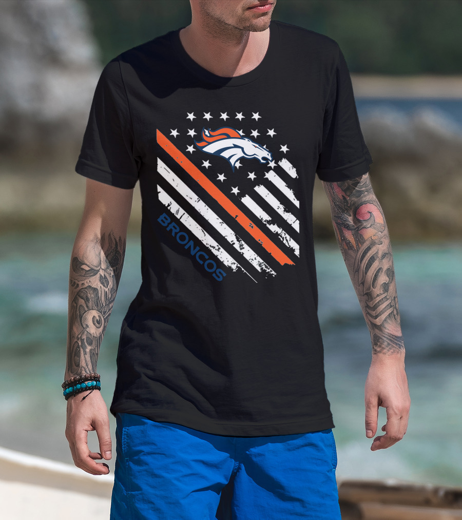 Broncos American Flag Stars Stripes T-Shirt