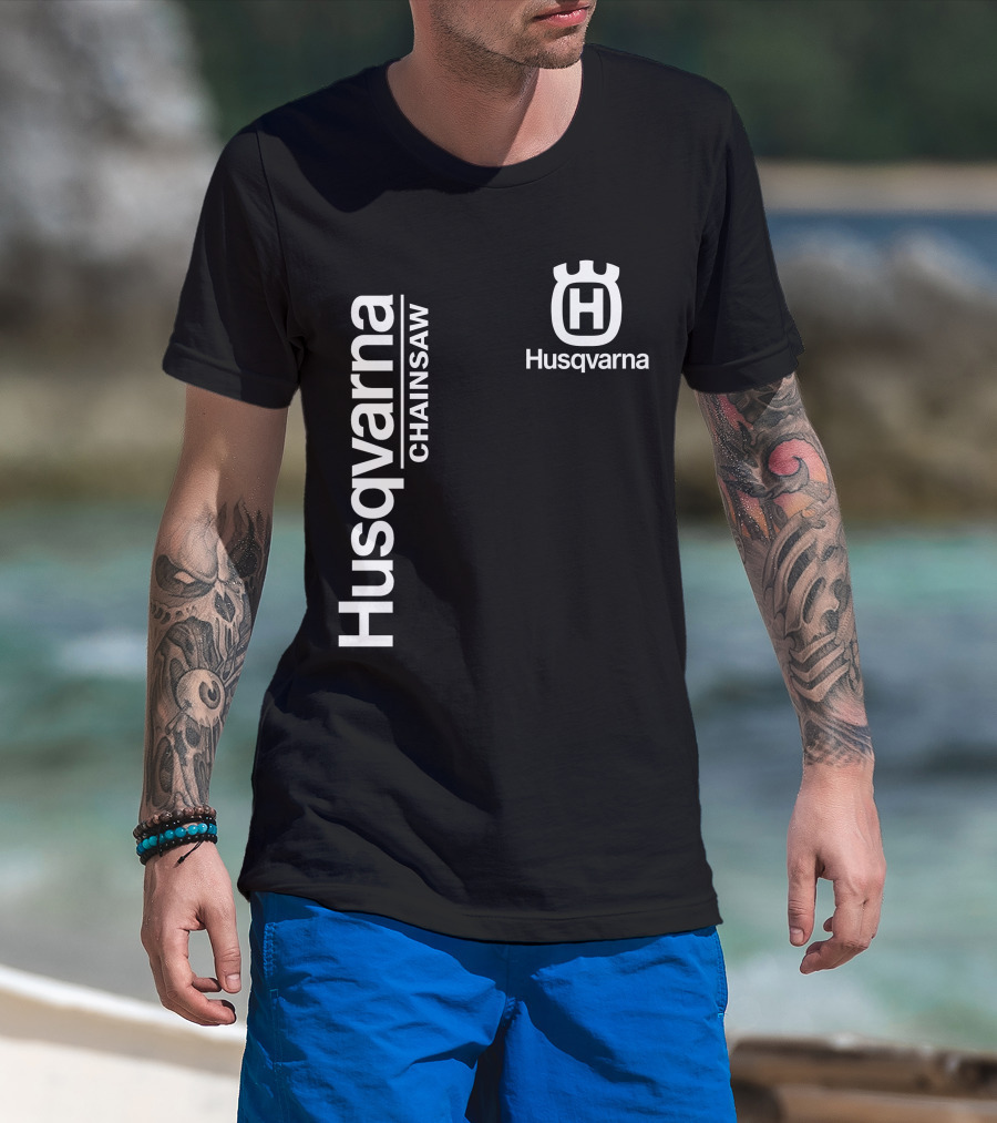 Husqvarna Chainsaw H Logo Vertical Branding T-Shirt