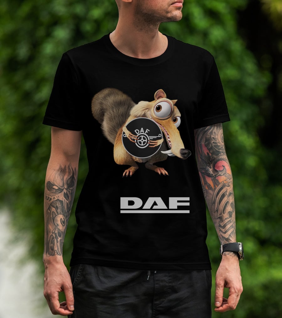 Daf Logo With Ice Age Scrat Character T-Shirt