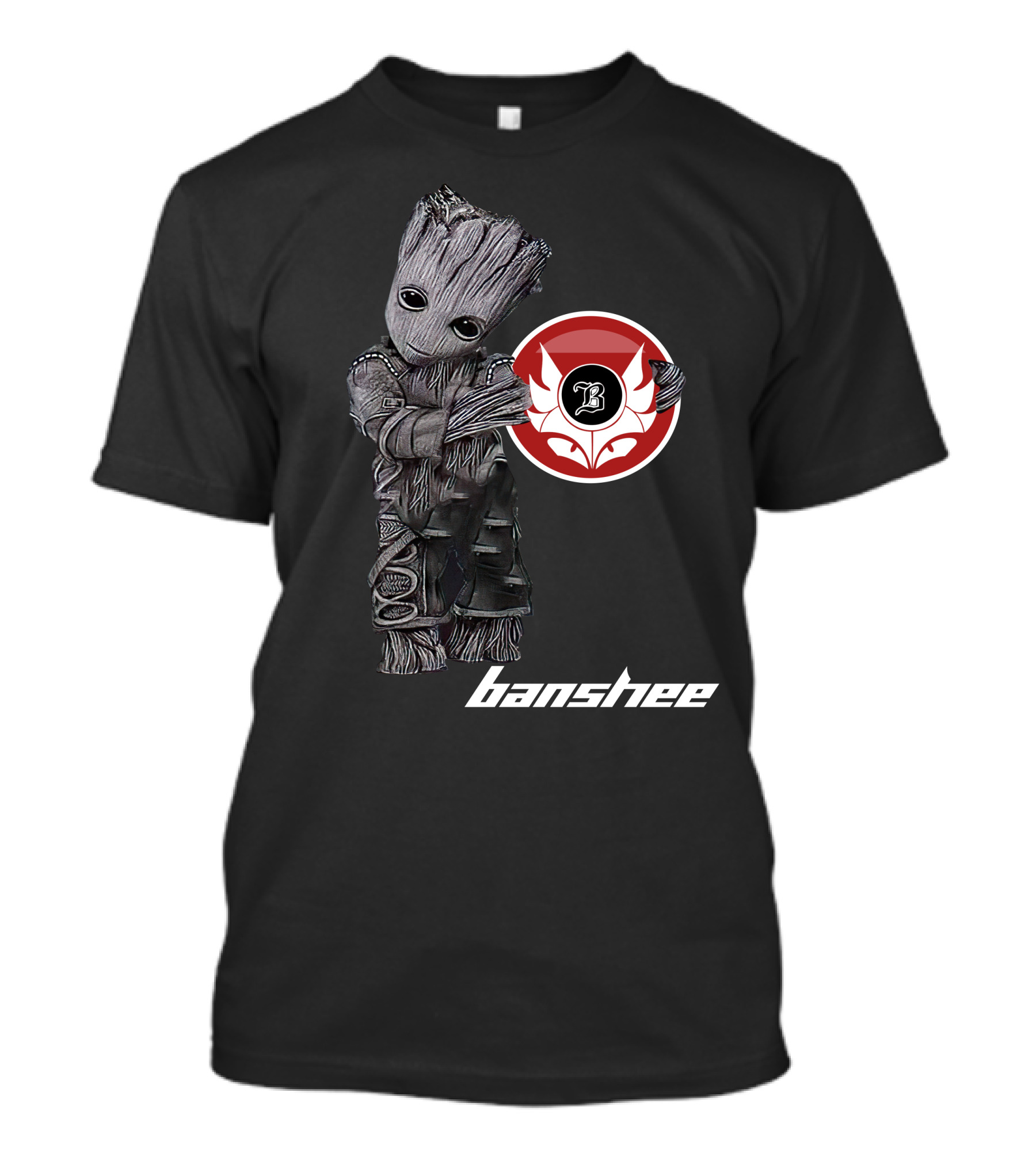 Banshee5 Groot Holding Red Circle Emblem With B Symbol T-Shirt