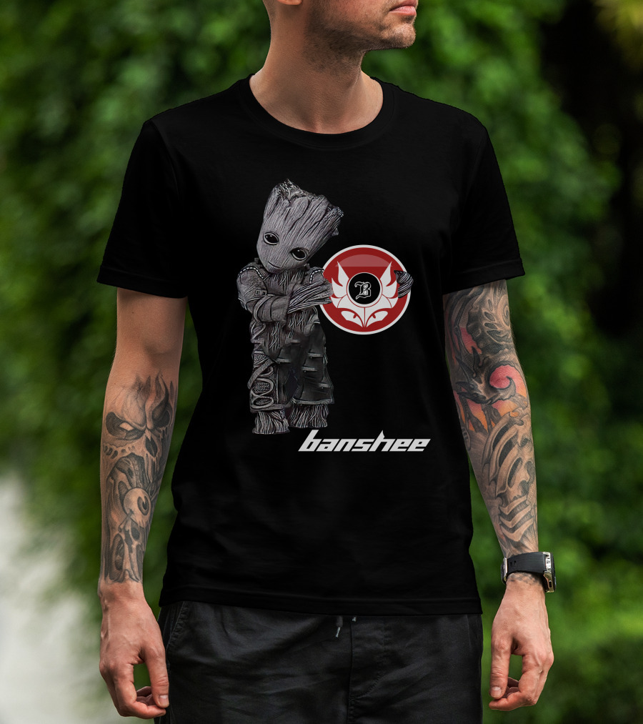 Banshee5 Groot Holding Red Circle Emblem With B Symbol T-Shirt