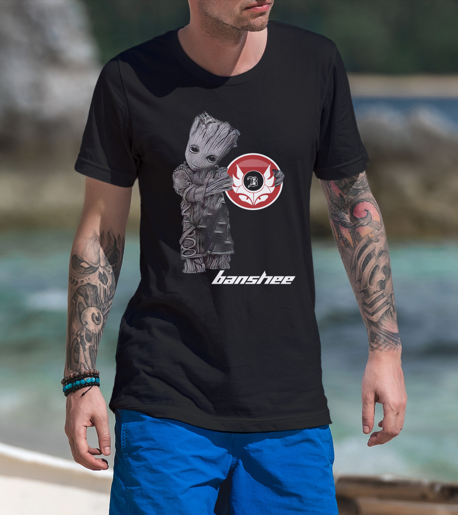 Banshee5 Groot Holding Red Circle Emblem With B Symbol T-Shirt