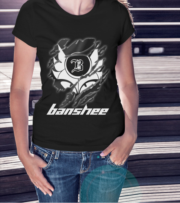 Banshee9 Black And White Clawed Logo With Stylized B T-Shirt