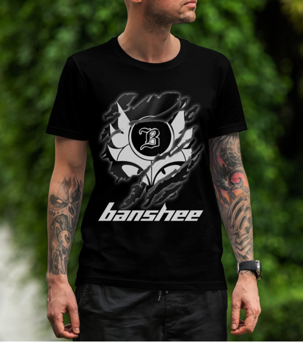 Banshee9 Black And White Clawed Logo With Stylized B T-Shirt