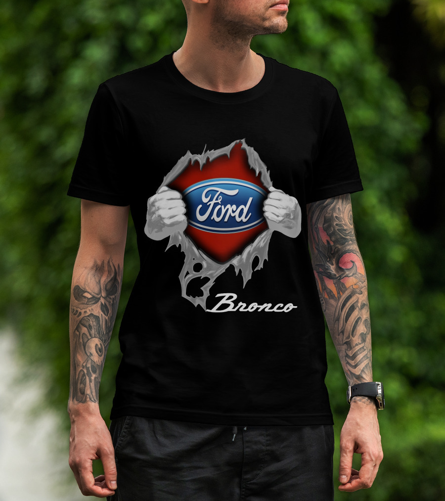 Bronco Ford Emblem Superhero Reveal T-Shirt