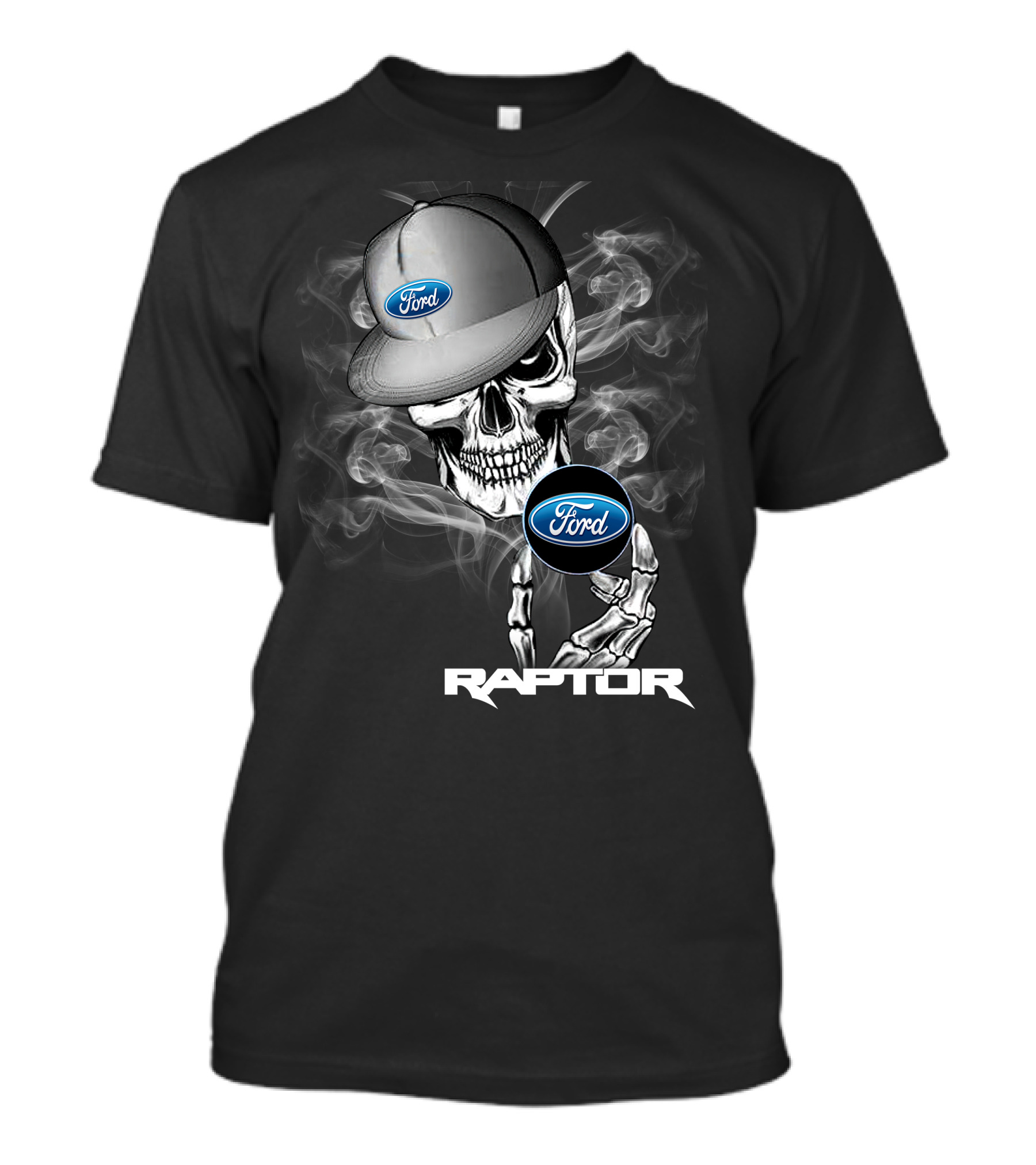 Raptor Ford Skull With Smoke And Cap T-Shirt