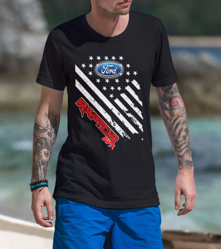 Ford Raptor 21 Usa Flag Stars Stripes T-Shirt