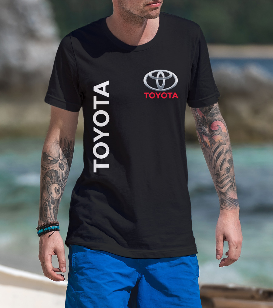 Toyota Logo With White Text Vertical Alignment T-Shirt