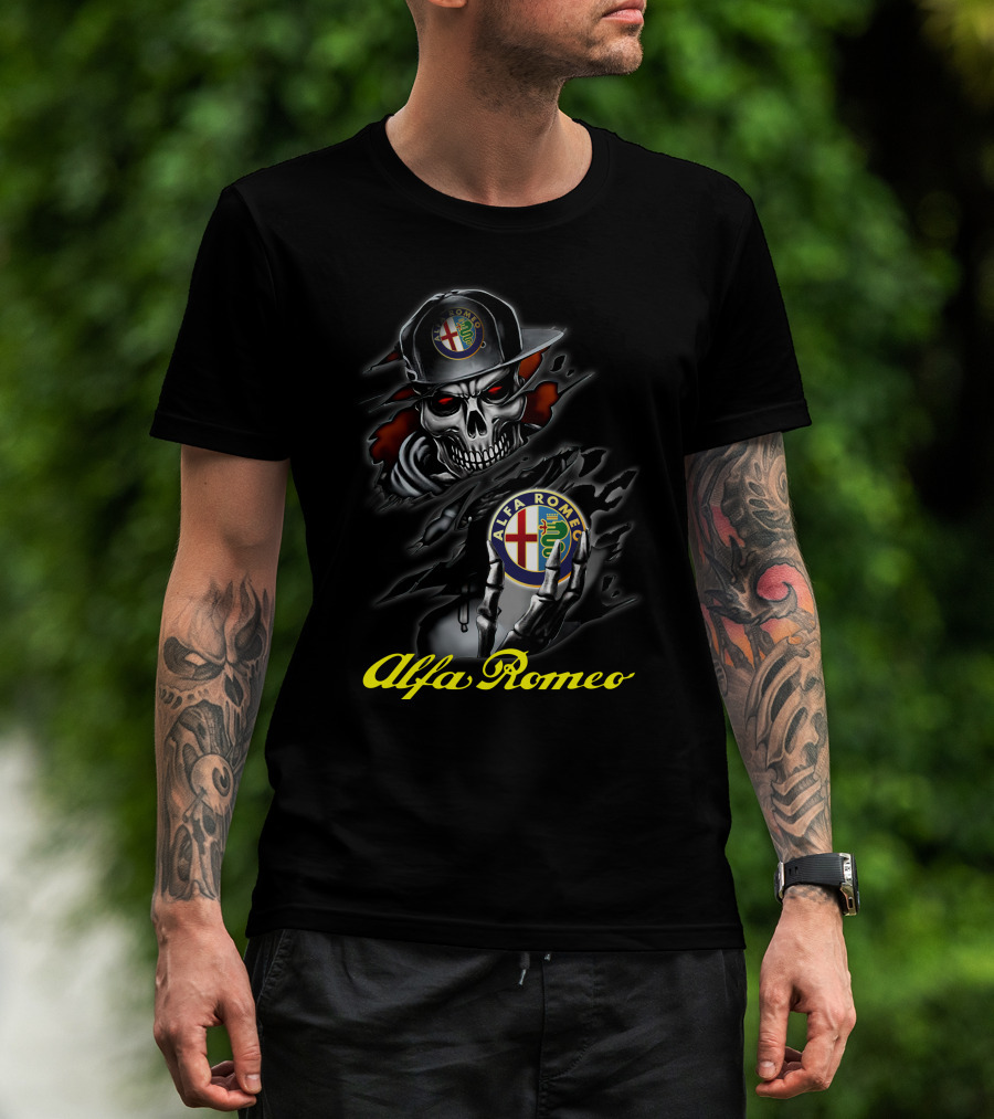 Alfa Romeo Skull In Hat T-Shirt