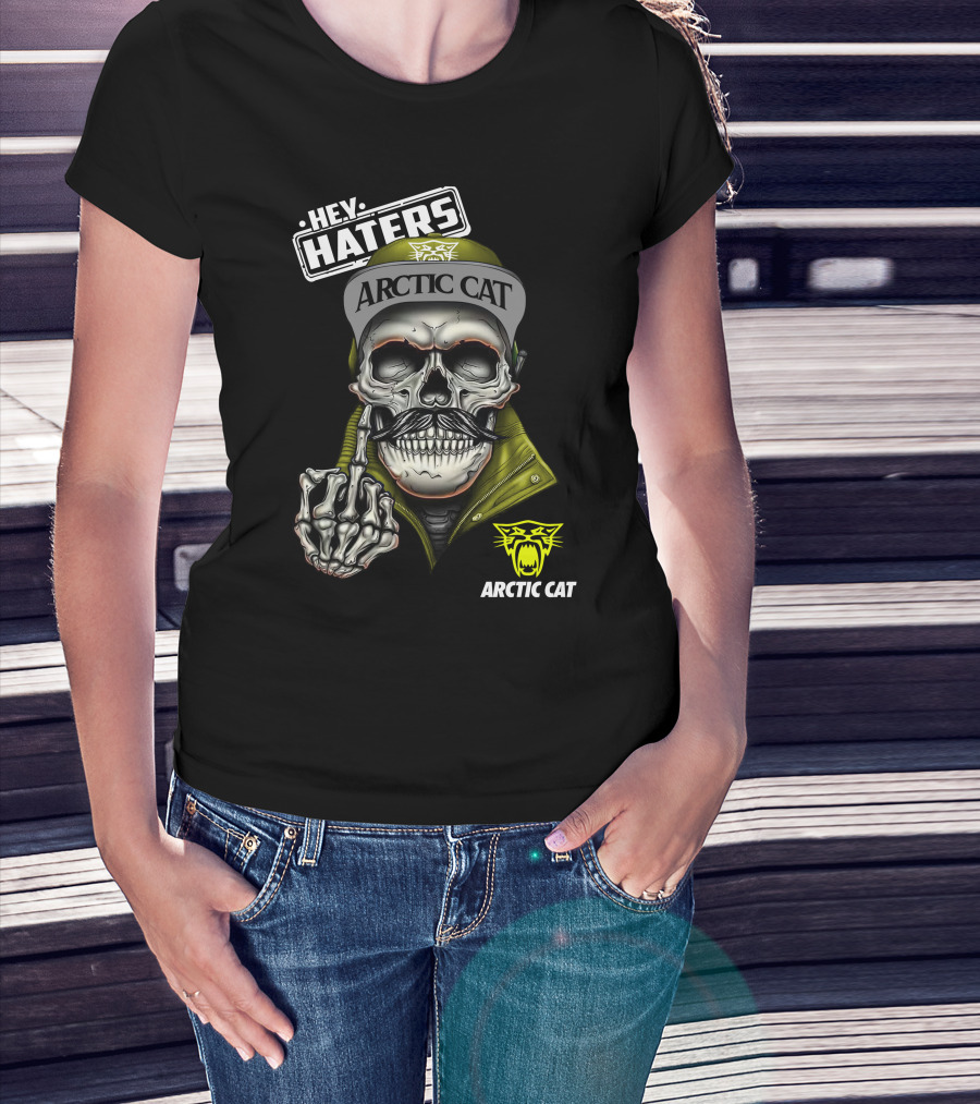 Hey Haters Arctic Cat Skull With Yellow T-Shirt