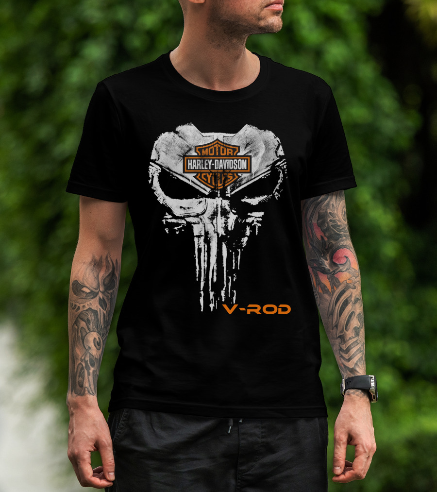 Harley Davidson Motor Cycles V-Rod Skull T-Shirt