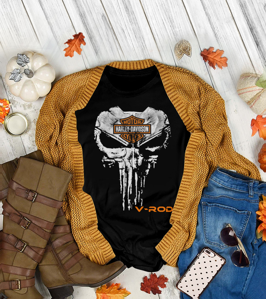 Harley Davidson Motor Cycles V-Rod Skull T-Shirt