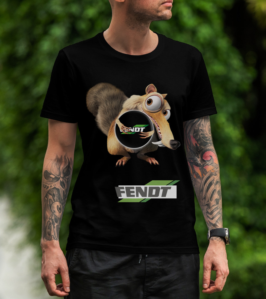 Fendt Tractor Logo With Ice Age Scrat Holding Acorn T-Shirt