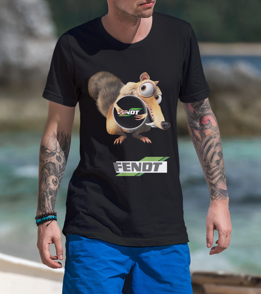 Fendt Tractor Logo With Ice Age Scrat Holding Acorn T-Shirt