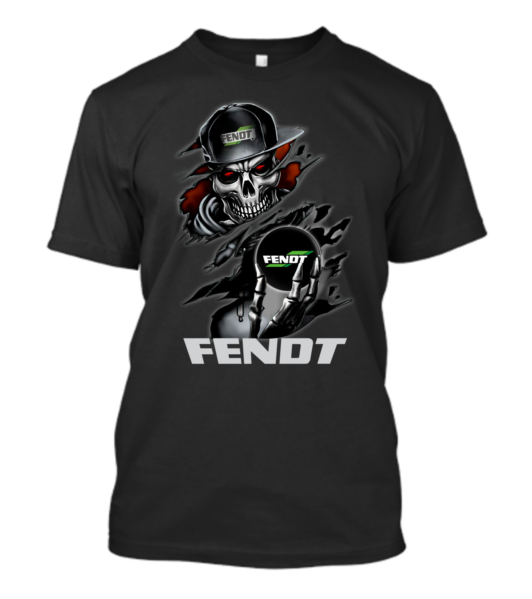 Fendt Skull With Cap And Glove Holding Ball T-Shirt