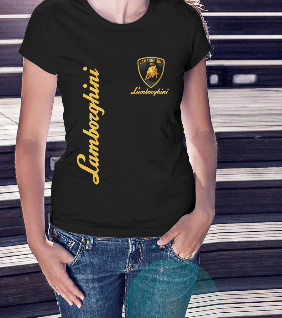 Lamborghini Bull Logo Black And Gold T-Shirt