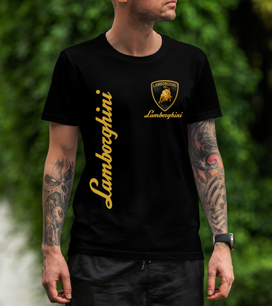 Lamborghini Bull Logo Black And Gold T-Shirt