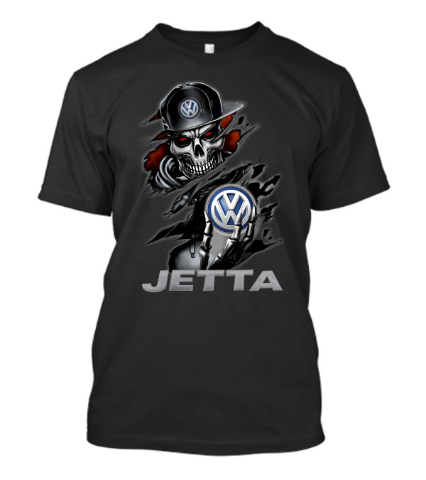Volkswagen Jetta Skull With Logo Hat And Red Eyes T-Shirt