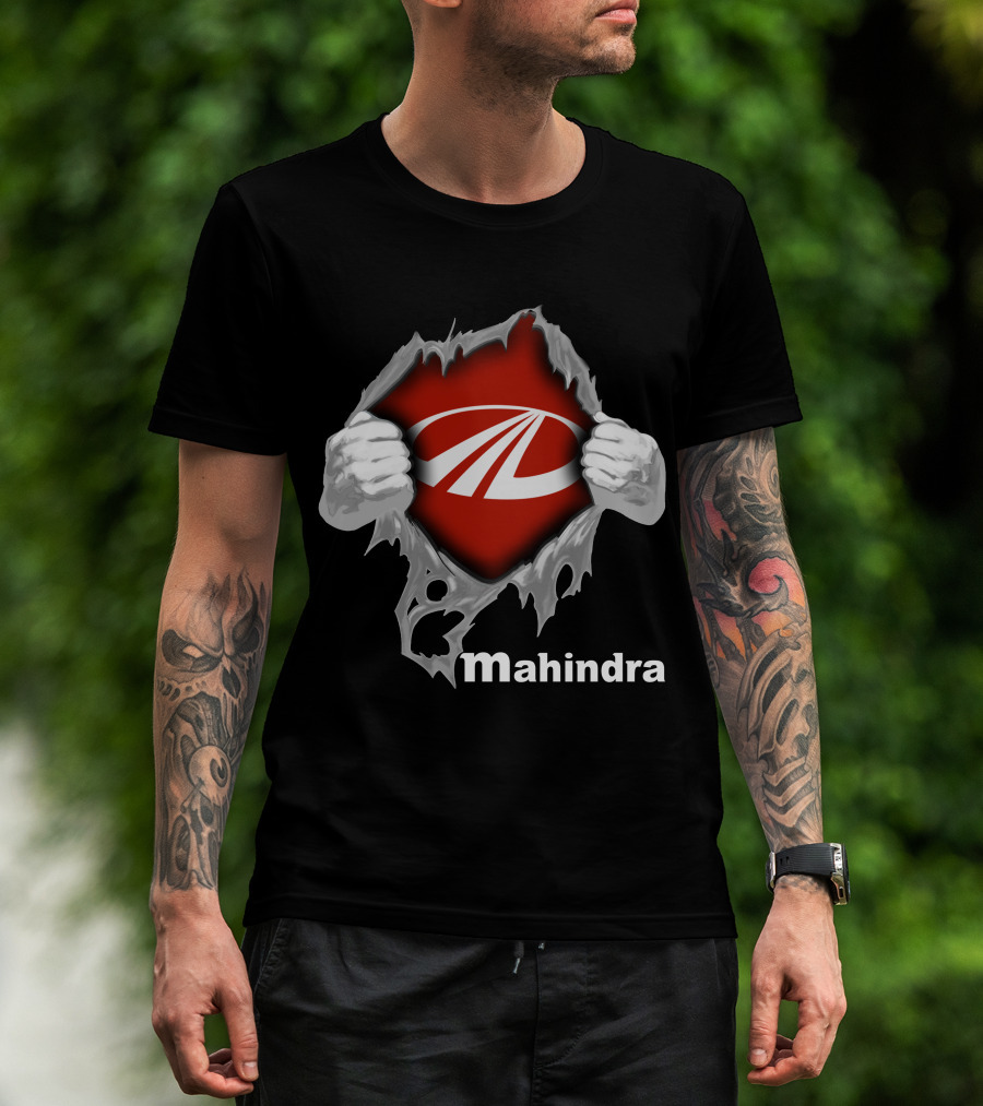 Mahindra Logo With Torn T-Shirt