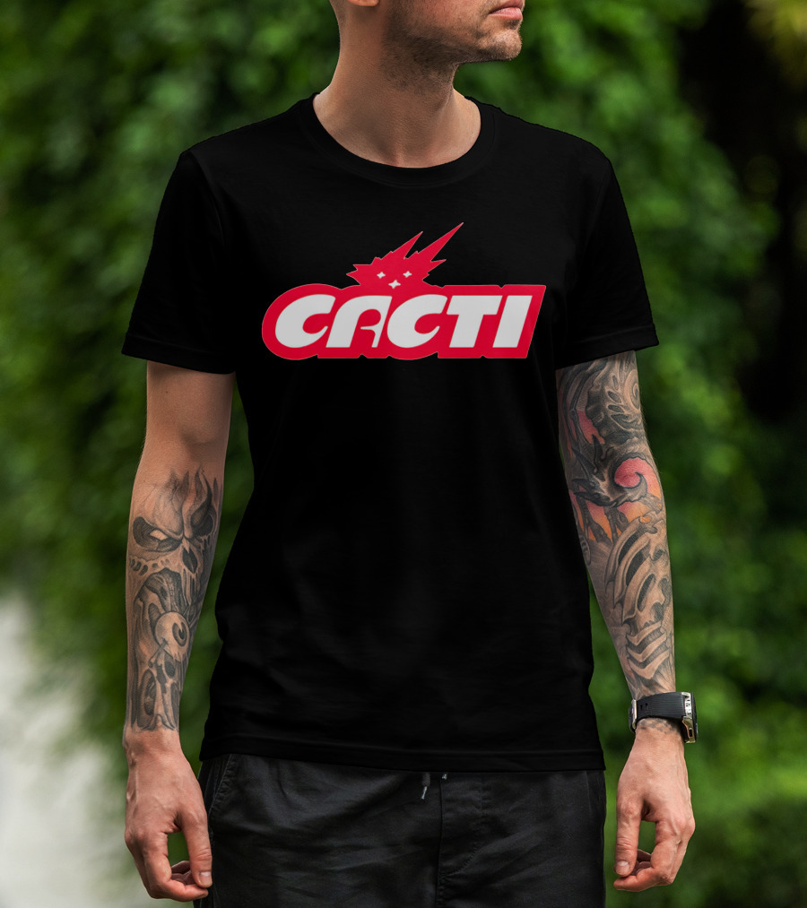 Cacti Merch Logo Red White Starburst T-Shirt