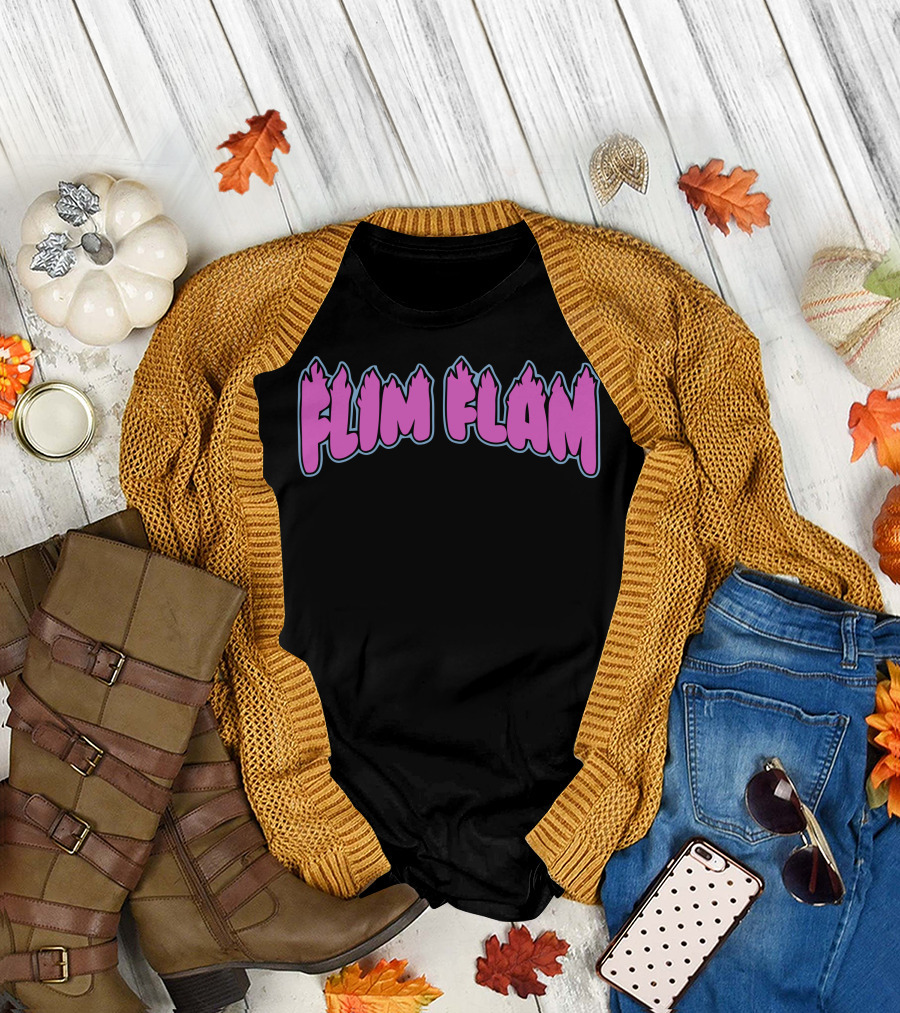 Flim Flam Colorful Flame Font T-Shirt