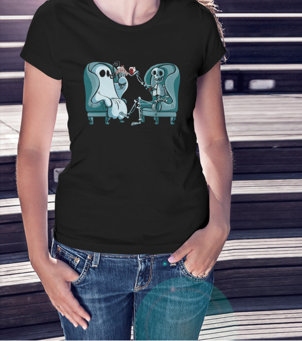 Ghost And Skeleton Cozy Tea Party Atwwd Merch T-Shirt