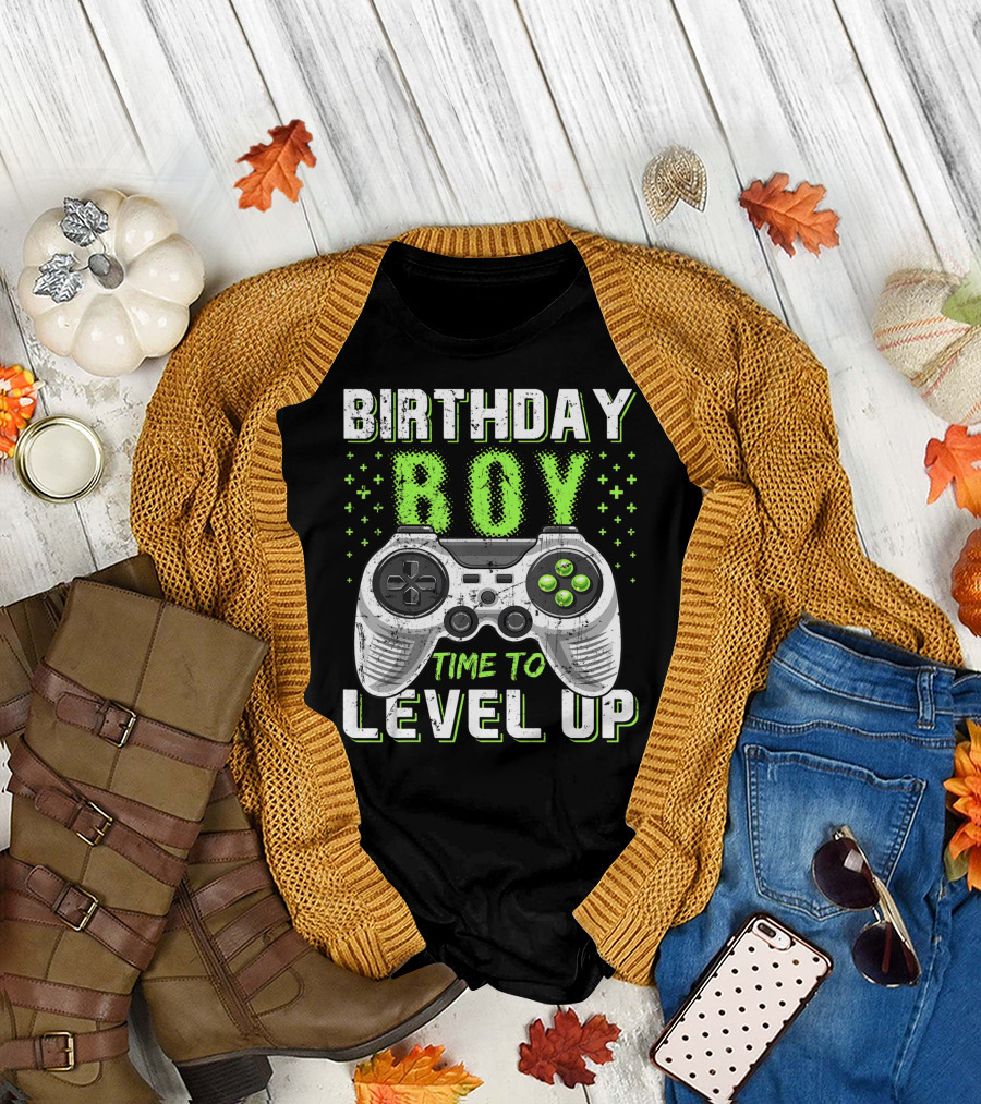 Birthday Boy Time To Level Up Video Game Controller Birthday T-Shirt