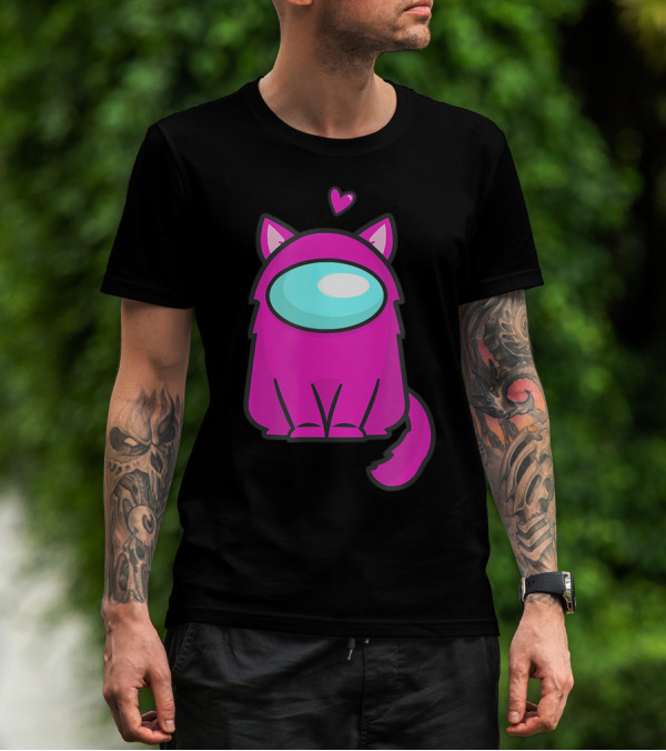 Cute Cat Astronaut Among Us Nerdy Girl Gamer T-Shirt