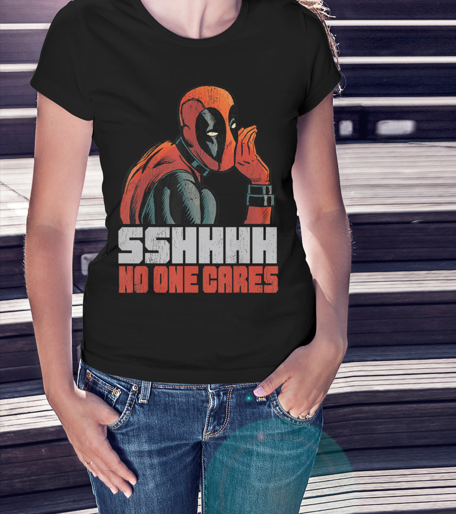 Marvel Deadpool Sshhhh No One Cares Whisper T-Shirt