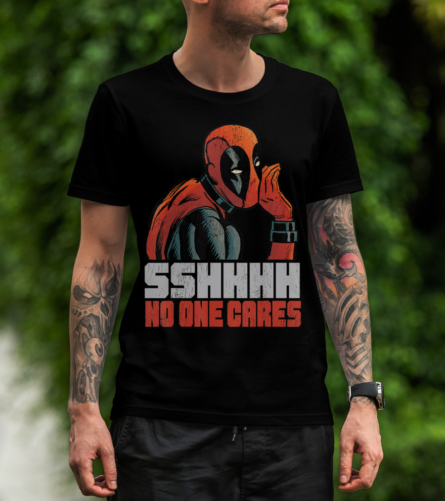 Marvel Deadpool Sshhhh No One Cares Whisper T-Shirt