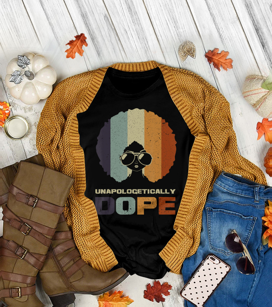 Unapologetically Dope Afro Rainbow Stripes Sunglasses T-Shirt