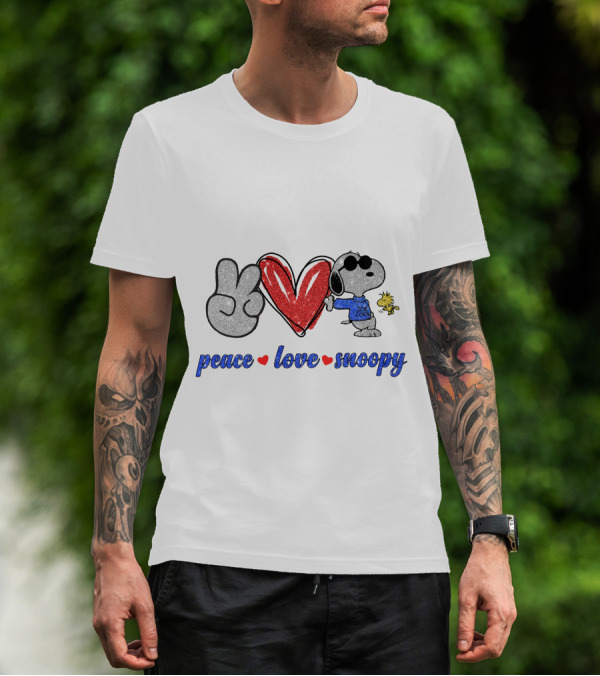 Peace Love Snoopy Woodstock Cool Joe Retro T-Shirt
