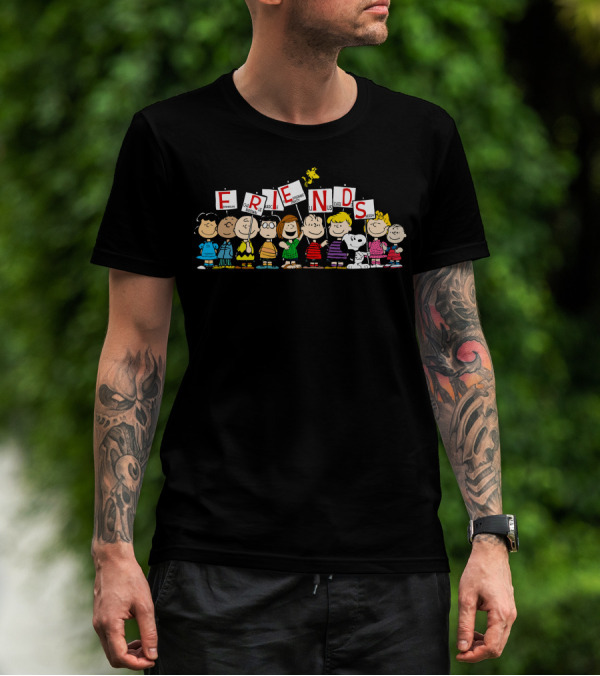 Friends Peanuts Characters Holding Signs T-Shirt