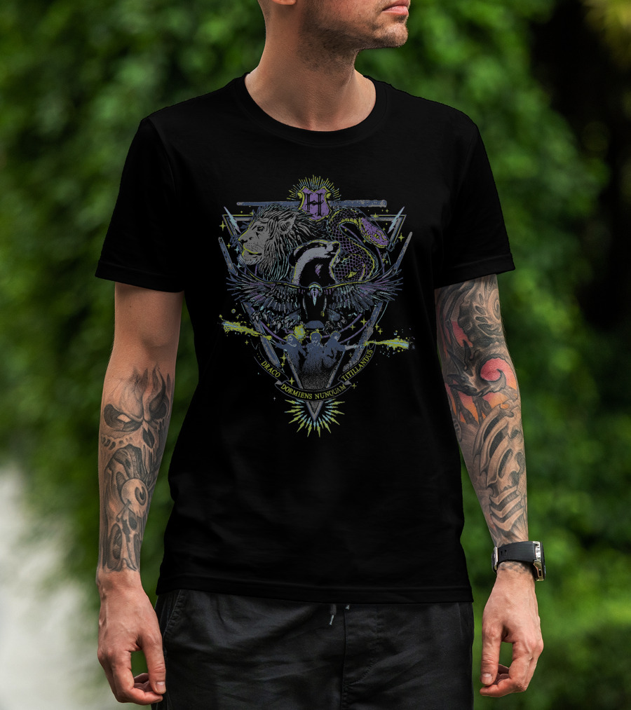 Draco Dormiens Nunquam Titillandus Gryffindor Slytherin Ravenclaw Hufflepuff T-Shirt