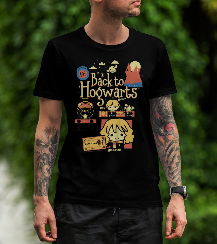 Back To Hogwarts Platform 9¾ Ron Harry Hermione 5972 London To Hogwarts Express T-Shirt