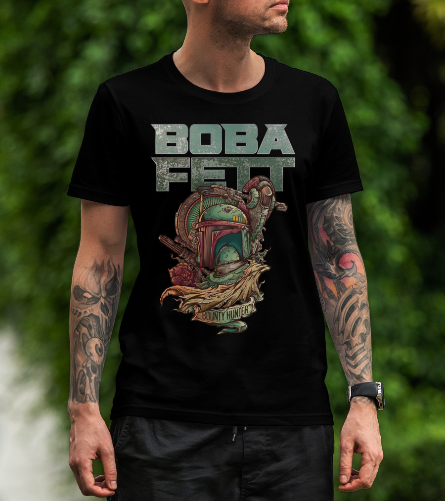 Boba Fett Bounty Hunter Vintage Helmet Artwork T-Shirt