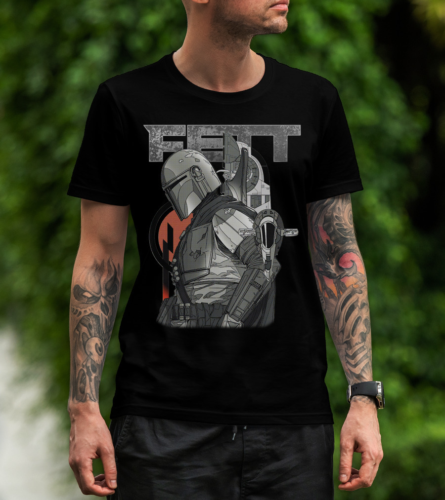 Fett Armor Star Wars Bounty Hunter Mandalorian Helmet And Ship T-Shirt
