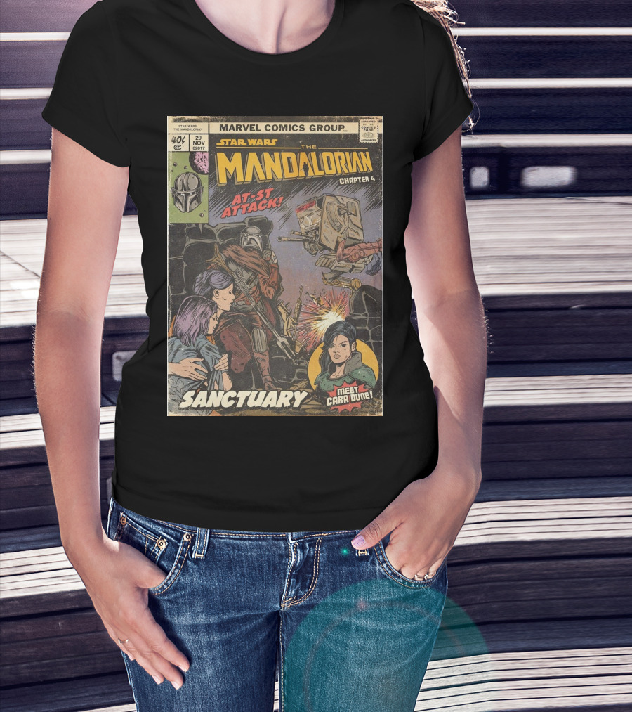 Marvel Comics Group Star Wars The Mandalorian Chapter 4 Sanctuary At-St Attack Meet Cara Dune T-Shirt
