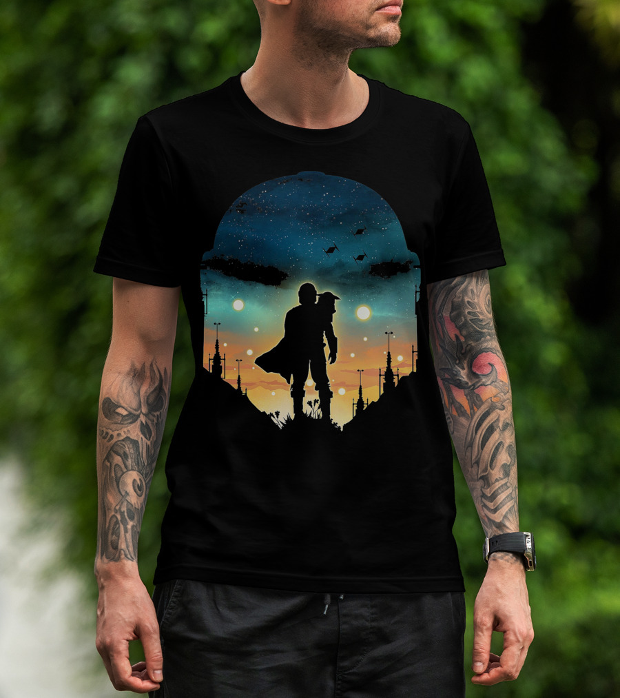 Only Today Lone Mandalorian Starry Sunset Adventure T-Shirt